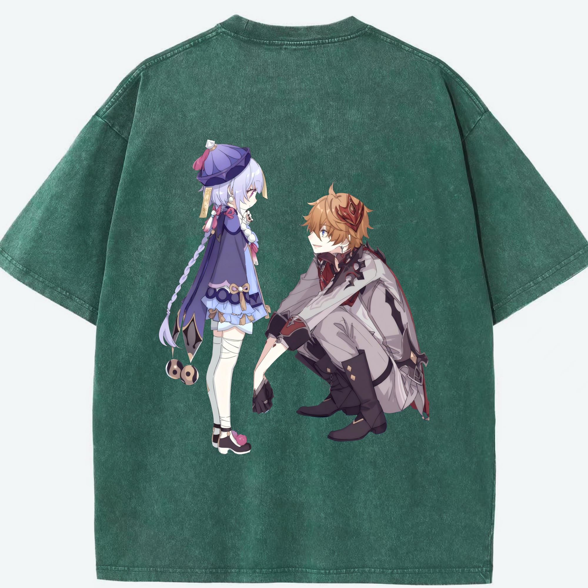 げんし神 七七 なな  genshin Nana 綿100% ヴィンテージ風 半袖Tシャツ（背面プリント）